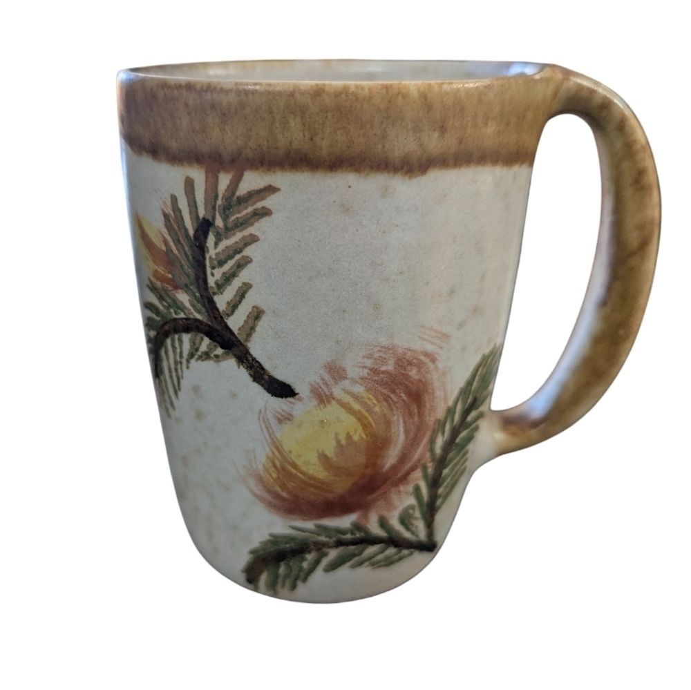 Vintage Chatham Potters Mug Stoneware USA Made Fruit Pine Cottagecore
